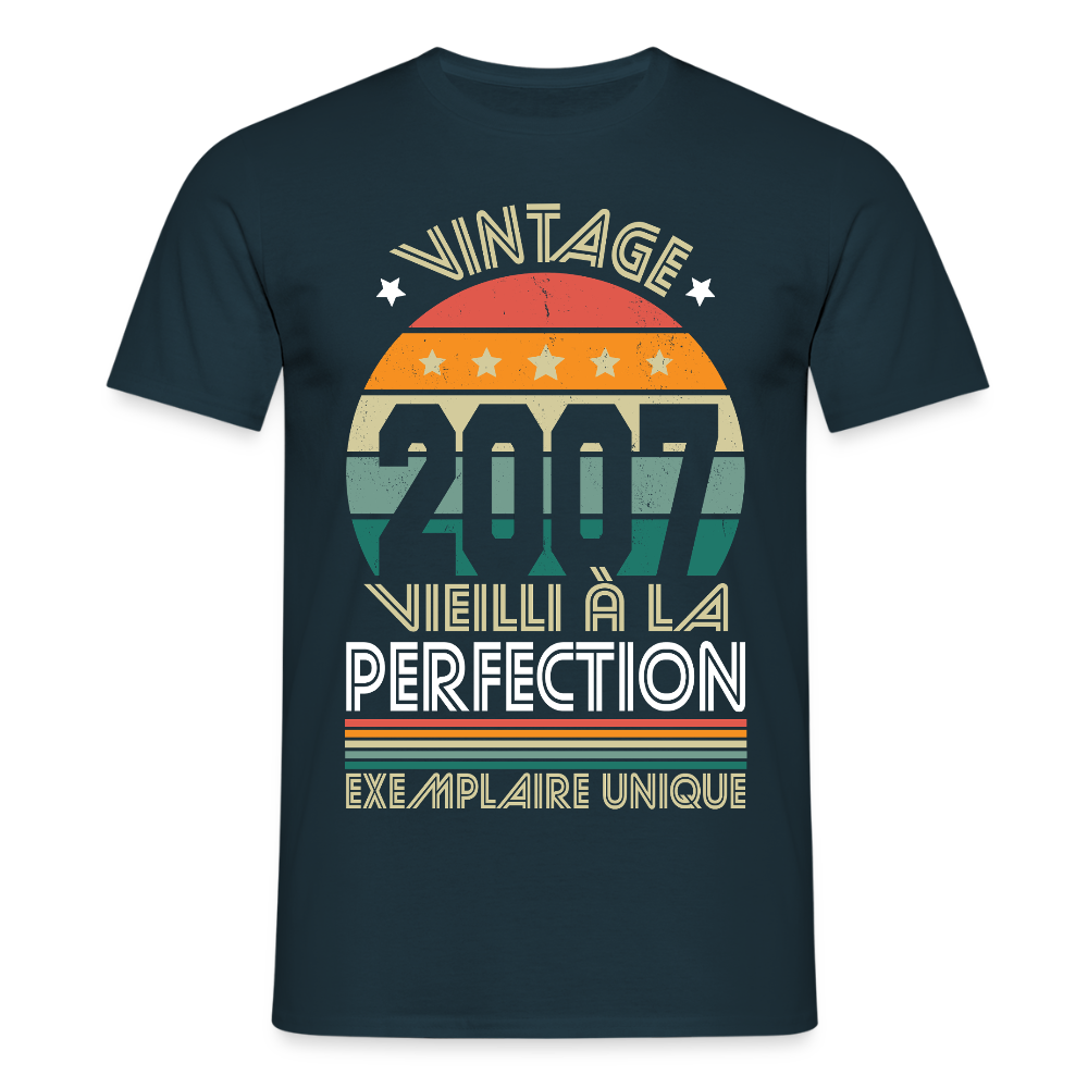 T-shirt Homme - Anniversaire 18 Ans - Vintage 2007 - marine