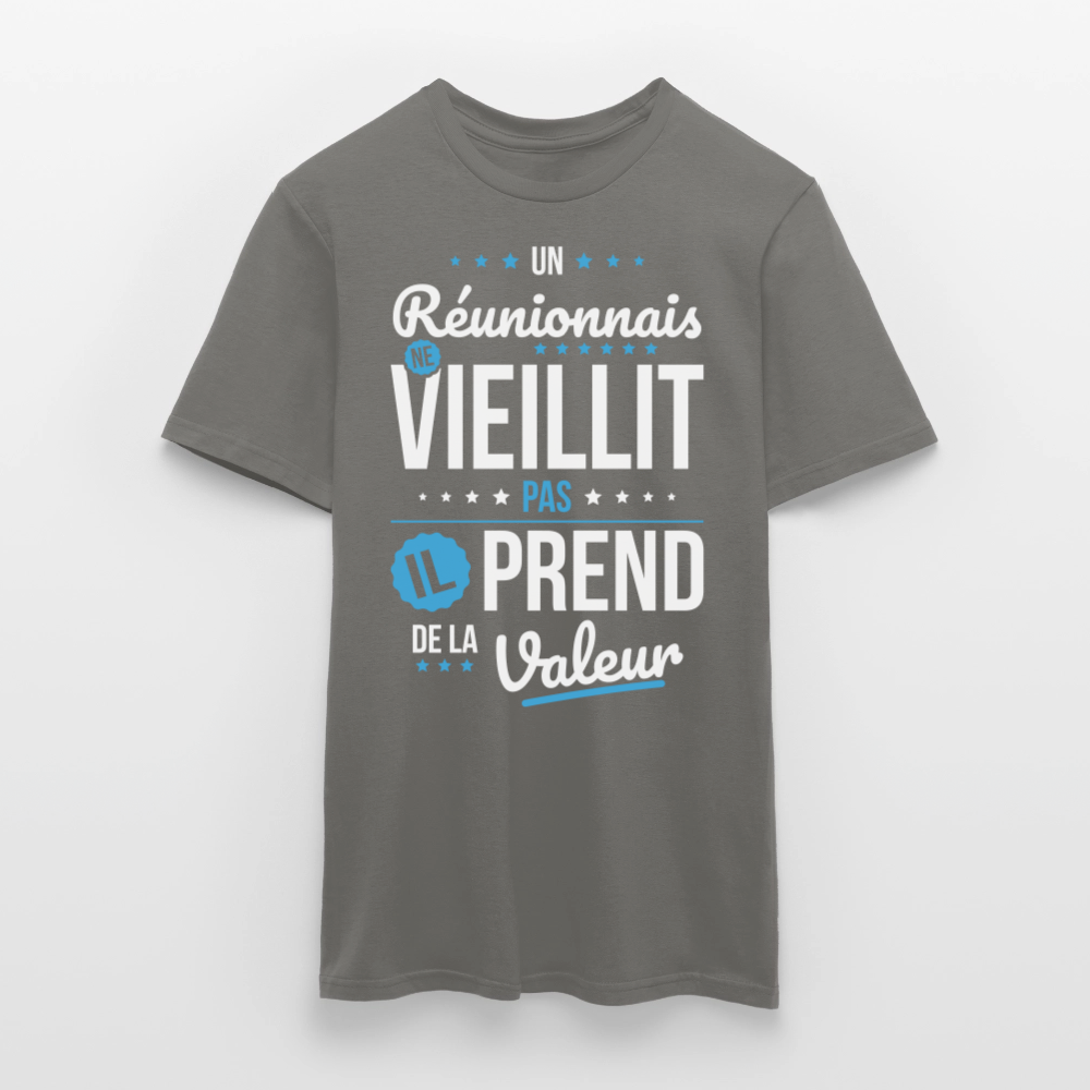 T-shirt Homme - Un Réunionnais ne vieillit pas - gris graphite