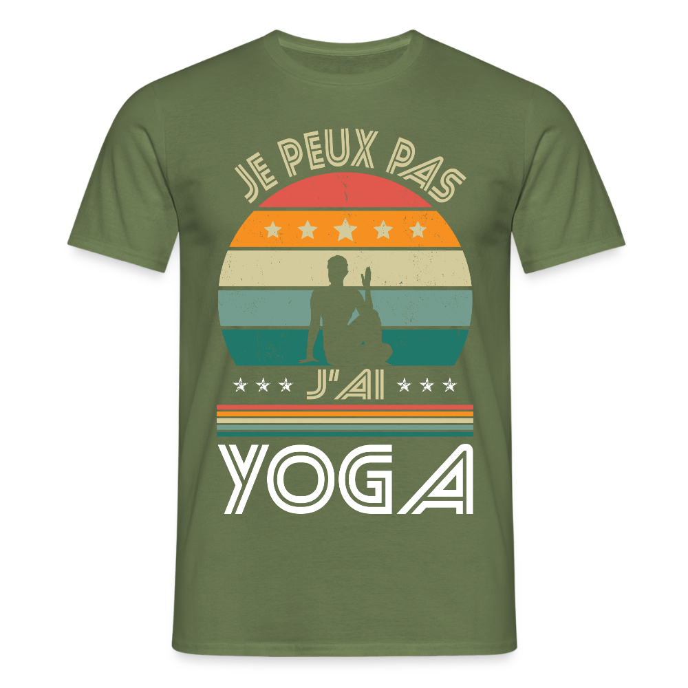 T-shirt Homme - Je peux pas j'ai Yoga - vert militaire