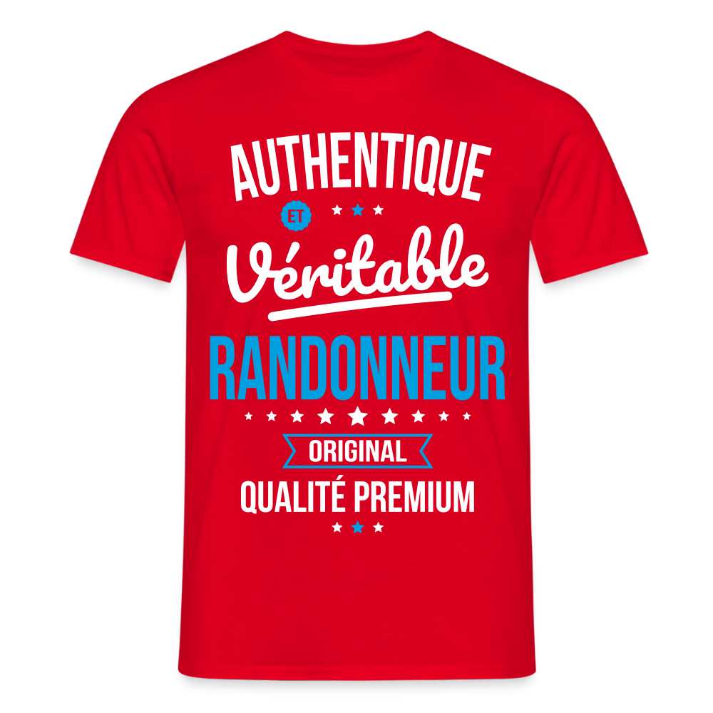 T-shirt Homme - Authentique et véritable Randonneur - rouge