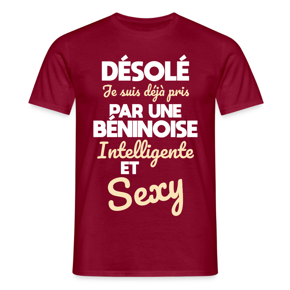 T-shirt Homme - Je suis déjà pris par une Béninoise intelligente et sexy - rouge brique