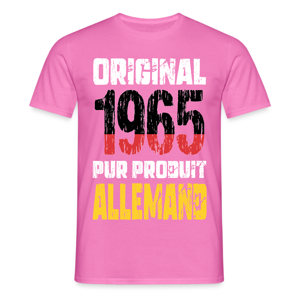 T-shirt Homme - Anniversaire 60 Ans - Original 1965 - Pur produit Allemand - rose
