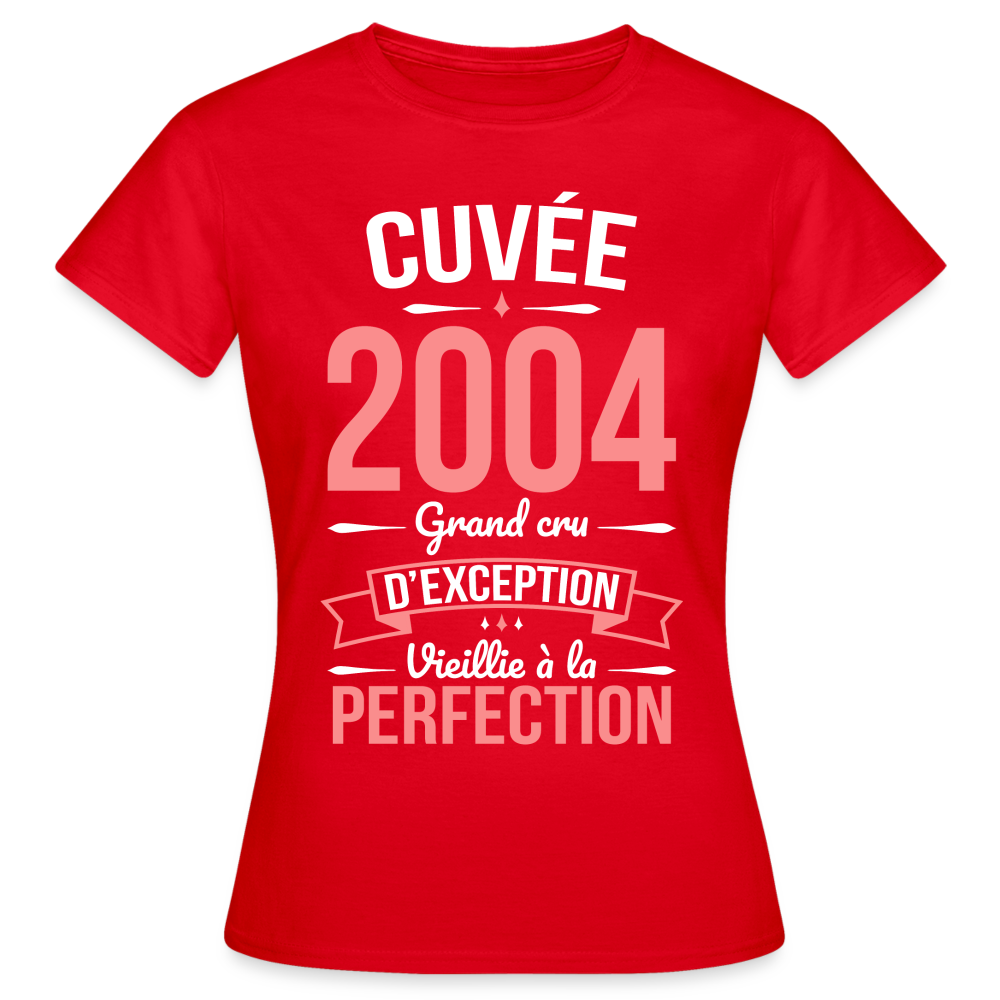 T-shirt Femme - Anniversaire 21 Ans - Cuvée 2004 - rouge