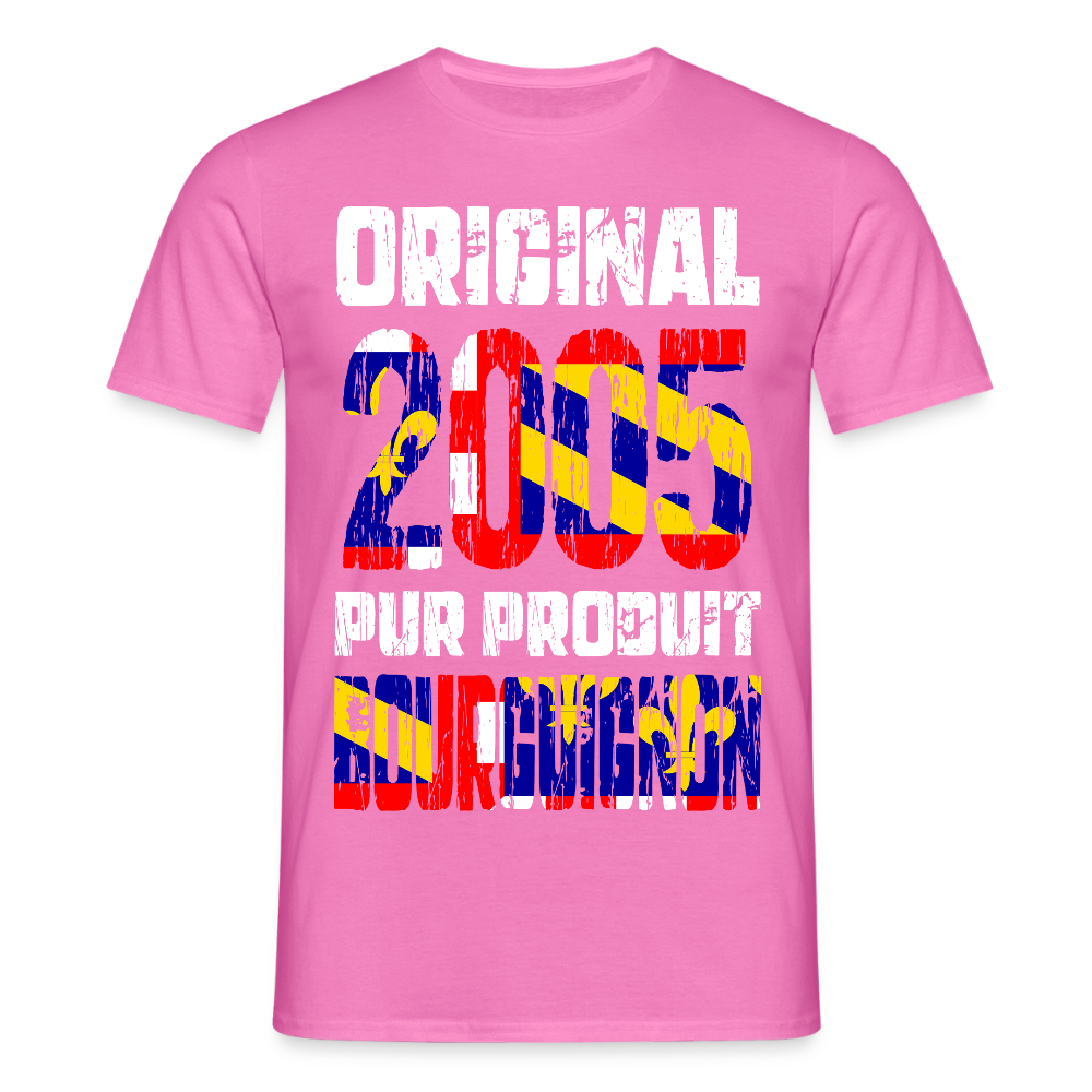 T-shirt Homme - Anniversaire 20 Ans - Original 2005 - Pur produit Bourguignon - rose