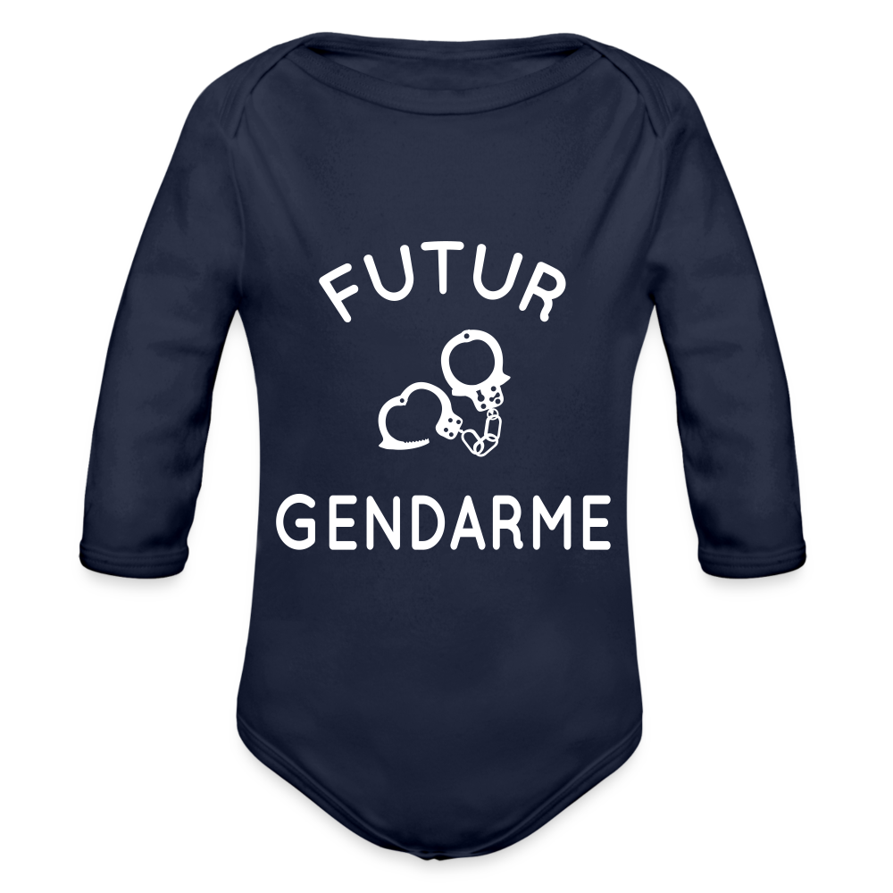 Body Bébé bio manches longues - Futur gendarme - marine foncé