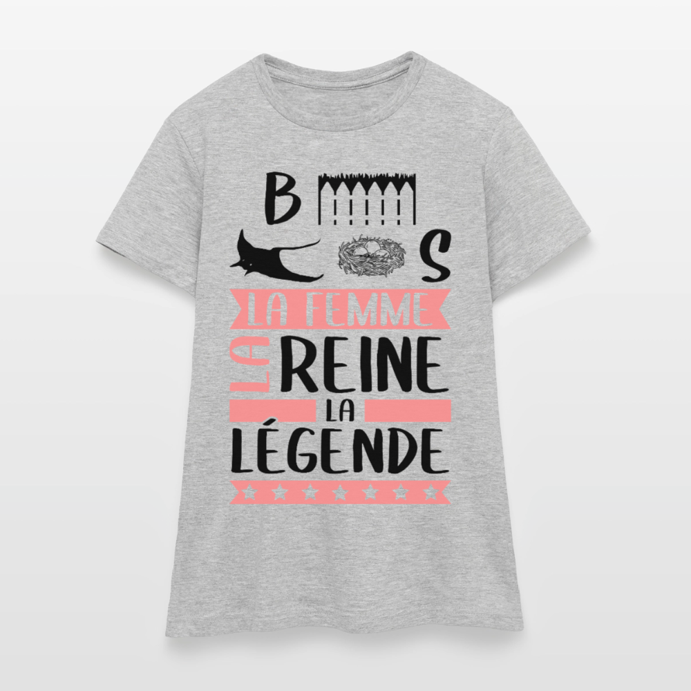 T-shirt femme coloris clair Bérénice rébus – La femme, la reine, la légende - gris chiné