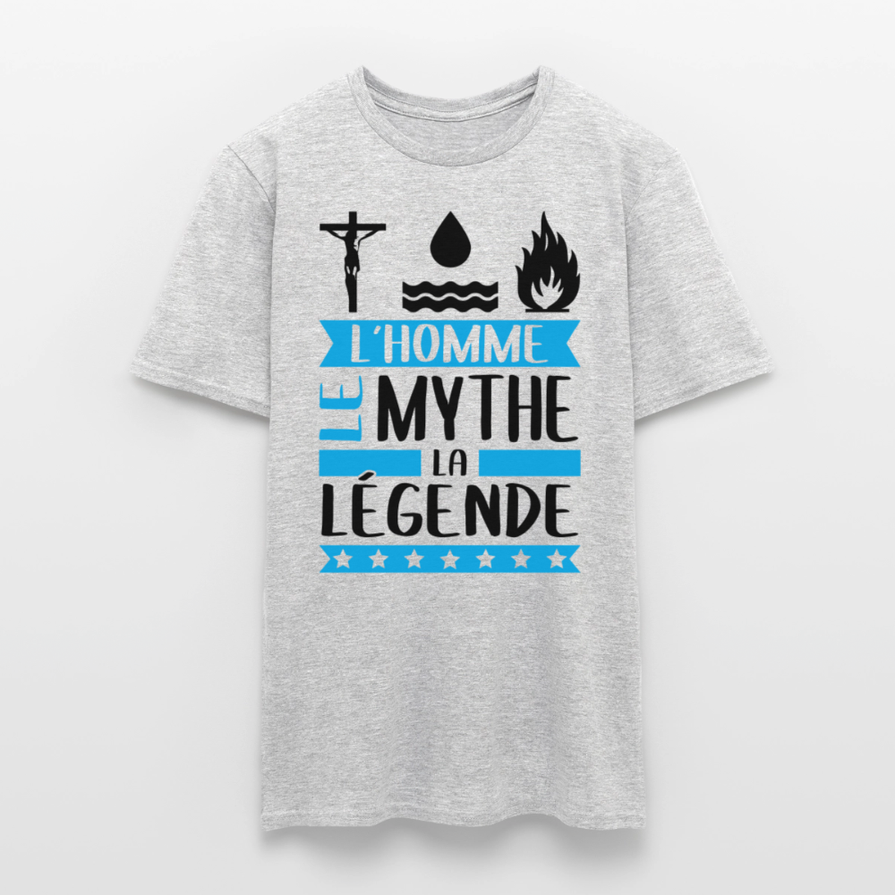 T-shirt homme coloris clair Christophe rébus – L’homme, le mythe, la légende - gris chiné