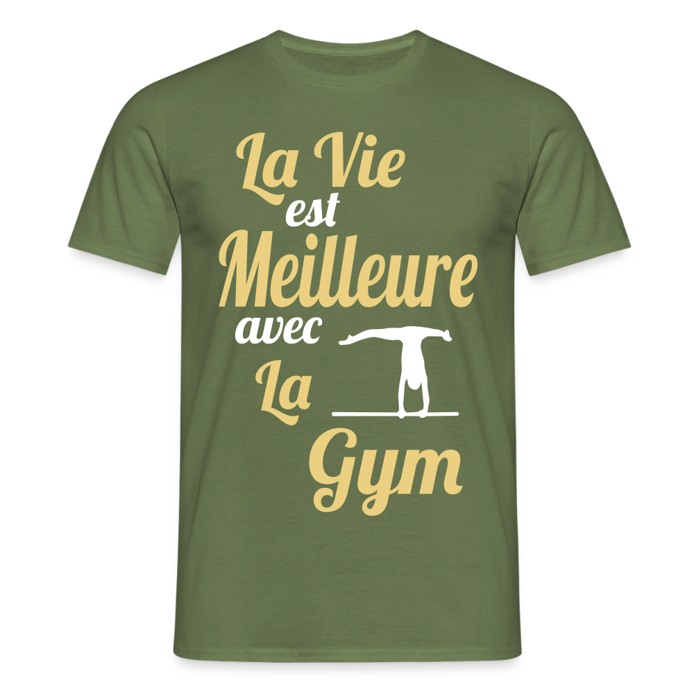 T-shirt Homme - La vie est meilleure avec la gym - vert militaire