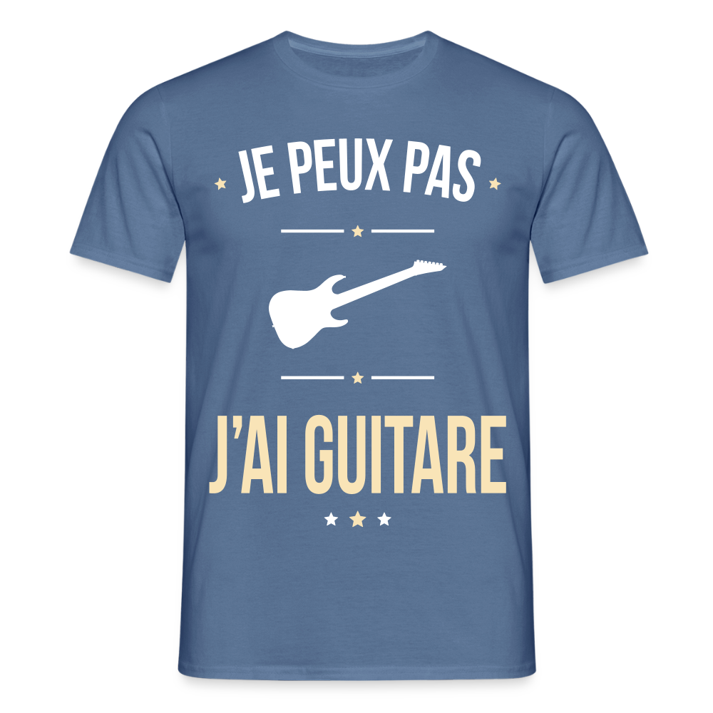T-shirt Homme - Je peux pas j'ai Guitare - bleu pigeon