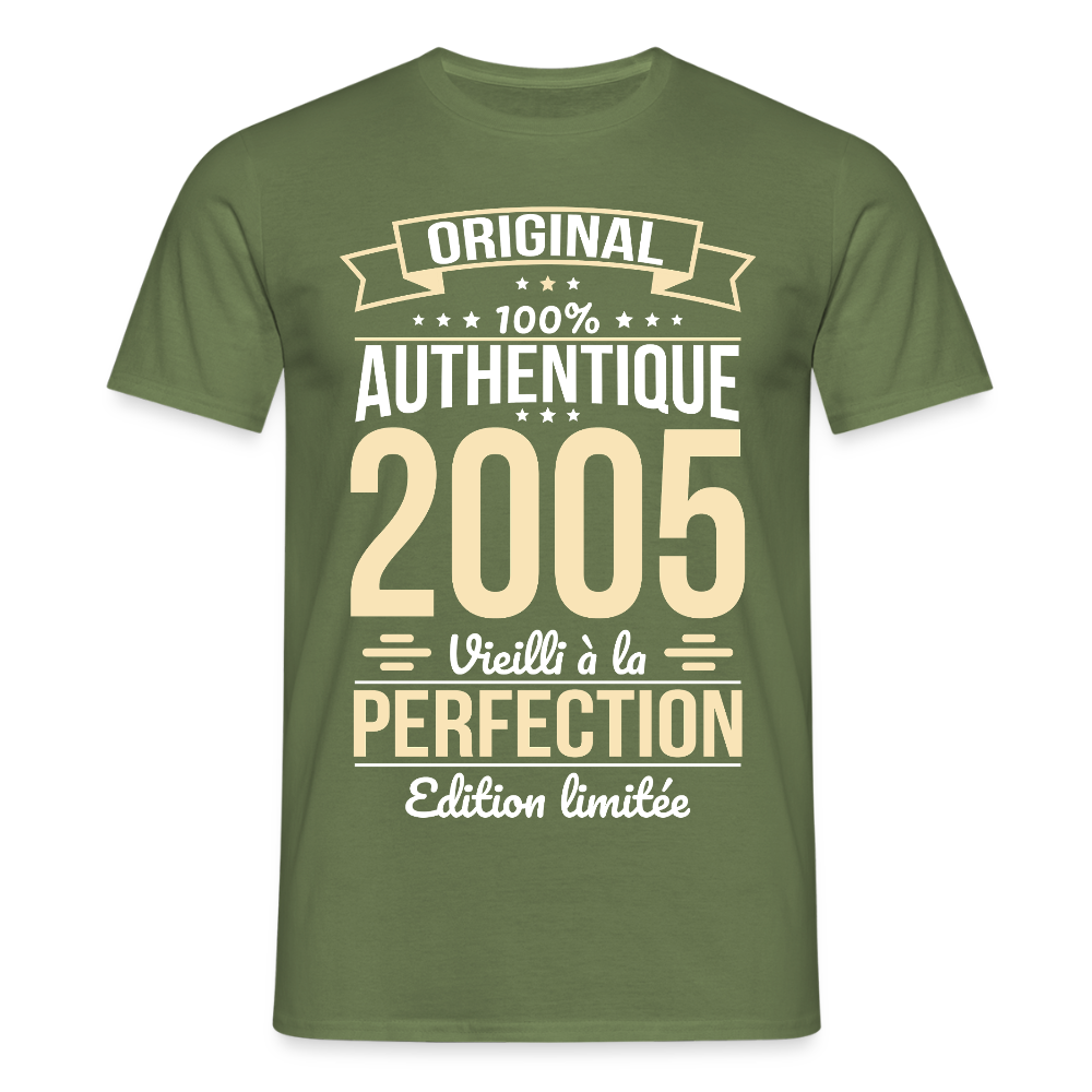 T-shirt Homme - Anniversaire 20 Ans - Original 2005 - vert militaire