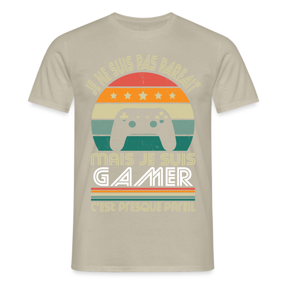 T-shirt Homme - Je ne suis pas parfait mais je suis Gamer - beige sable