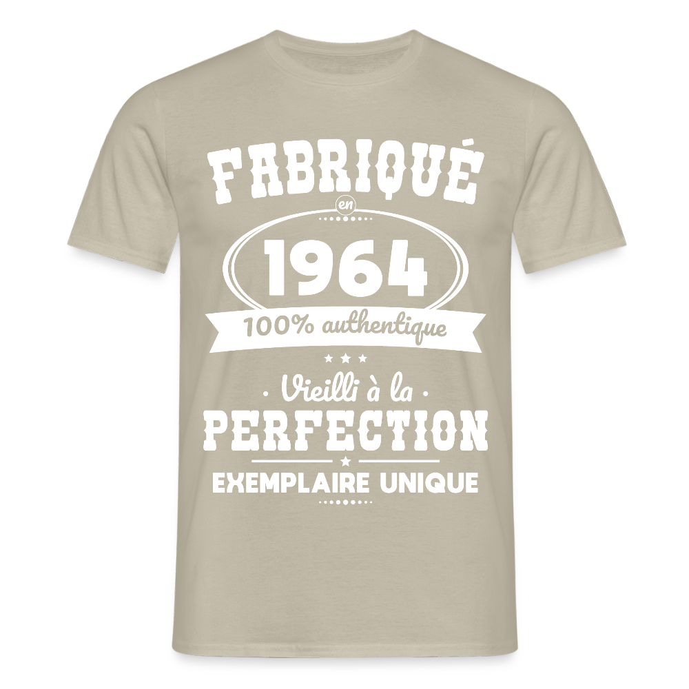 T-shirt Homme - Anniversaire 61 Ans - Fabriqué en 1964 - beige sable
