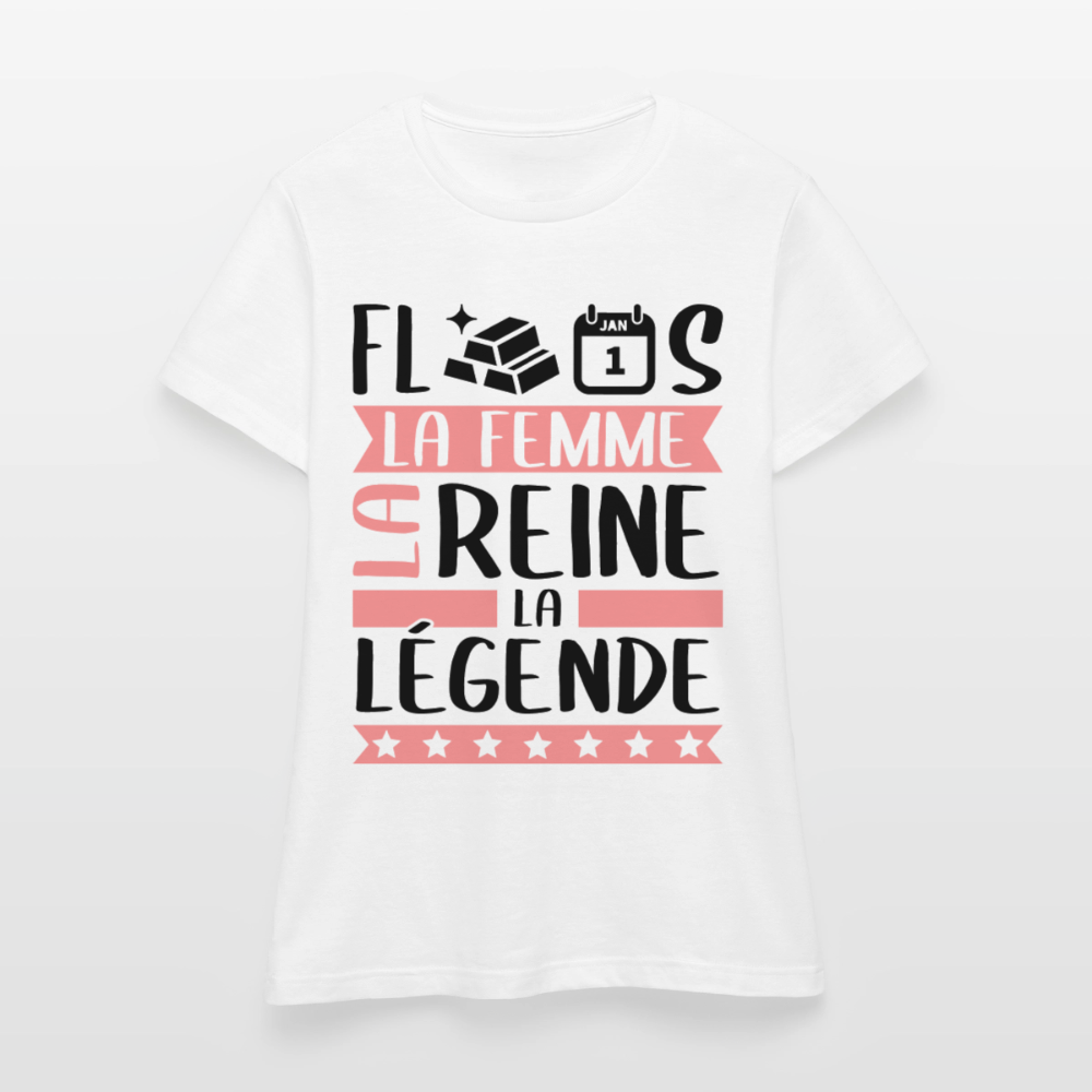 T-shirt femme coloris clair Florence rébus – La femme, la reine, la légende - blanc