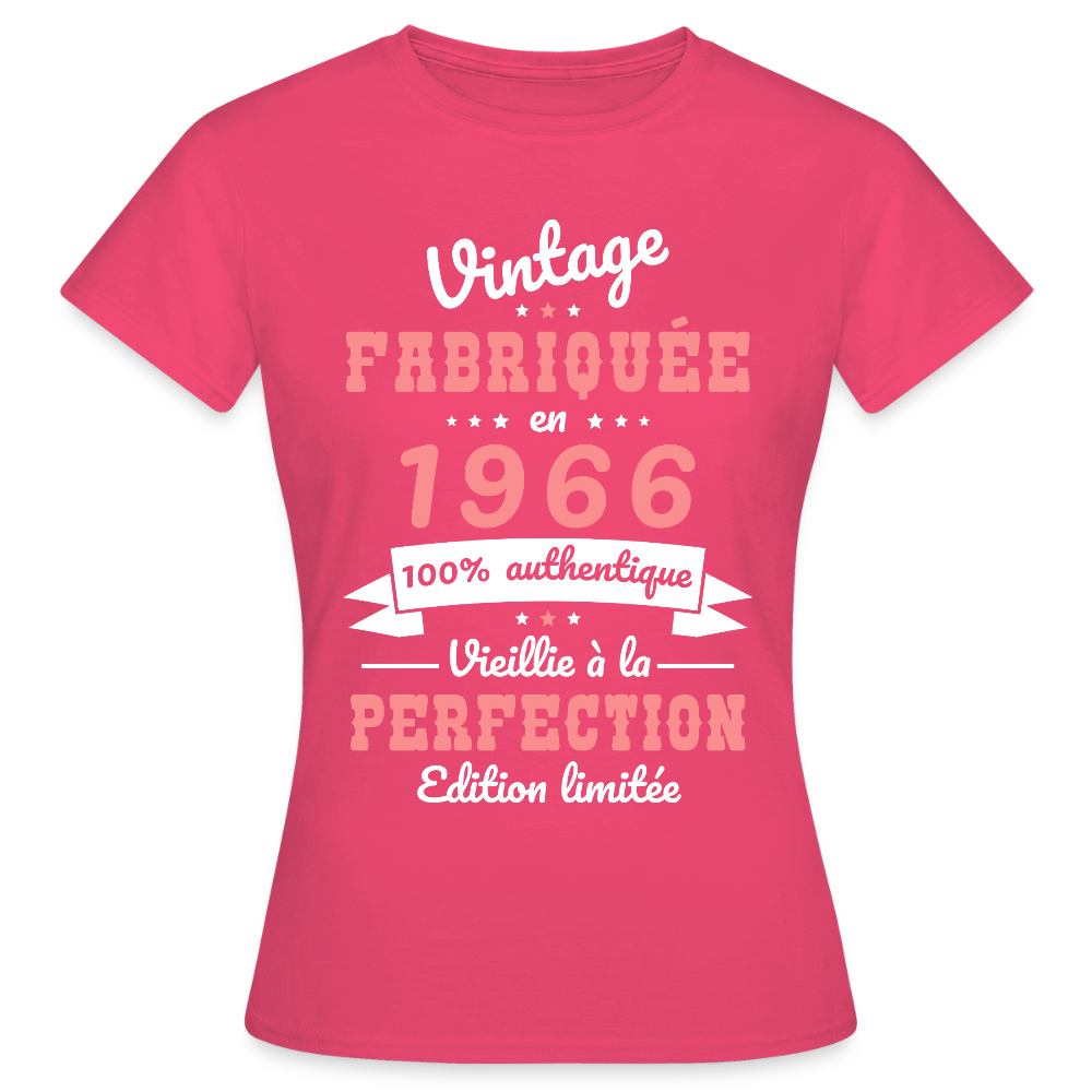 T-shirt anniversaire femme 60 ans – Vintage 1966 - rose azalée