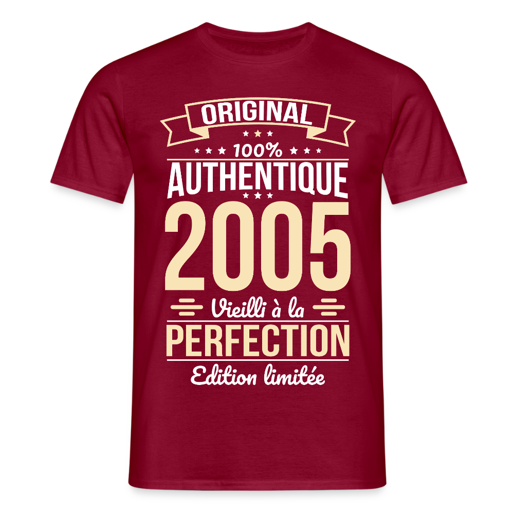 T-shirt Homme - Anniversaire 20 Ans - Original 2005 - rouge brique