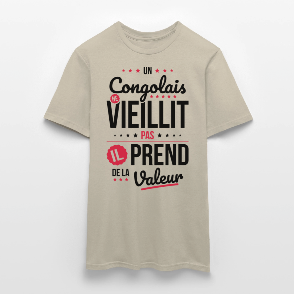 T-shirt Homme - Un Congolais ne vieillit pas - beige sable