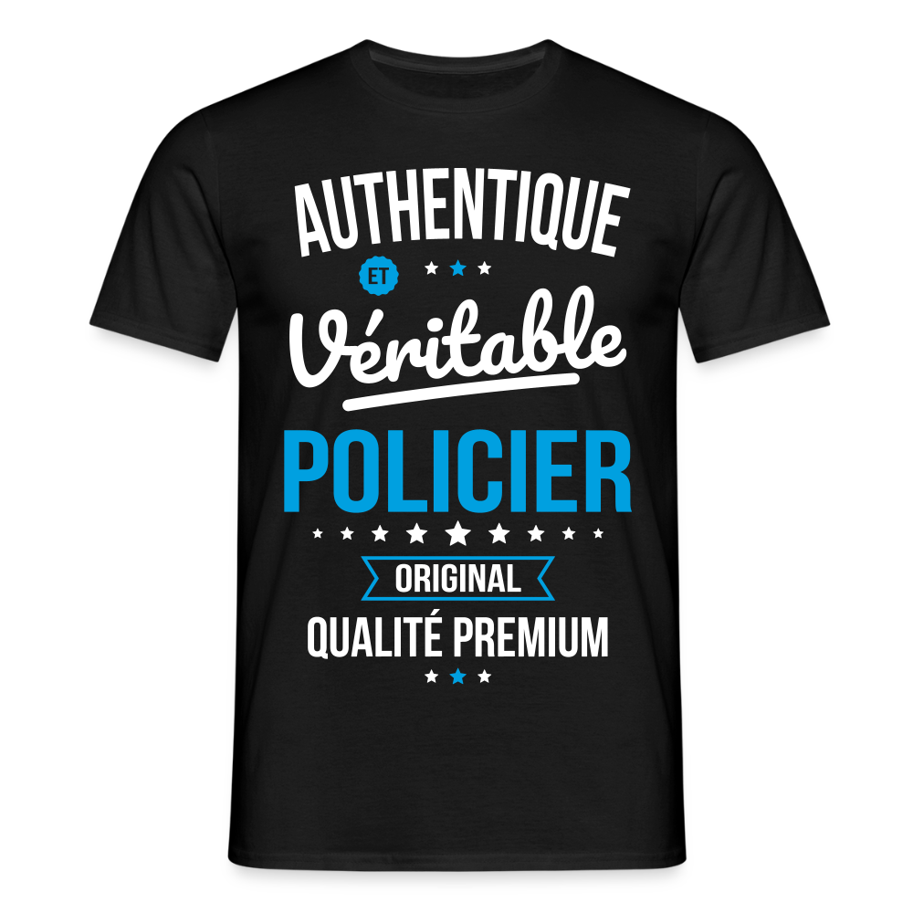 T-shirt Homme - Authentique et véritable Policier - noir