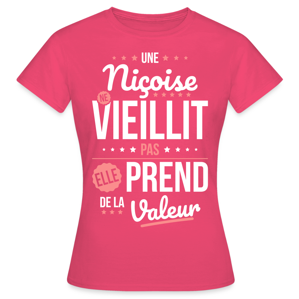 T-shirt Femme - Une Niçoise ne vieillit pas - rose azalée