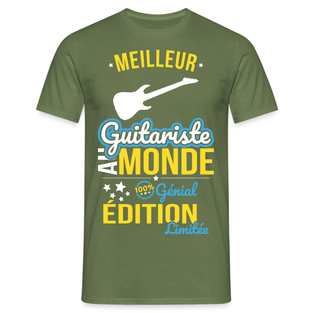 T-shirt Homme - Meilleur Guitariste au monde - 100% génial - vert militaire