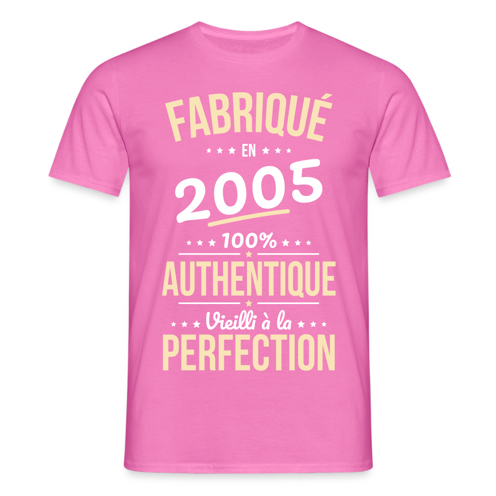 T-shirt Homme - Anniversaire 20 Ans - Fabriqué en 2005 - rose