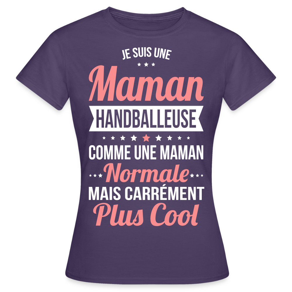 T-shirt Femme - Maman handballeuse plus cool - violet foncé