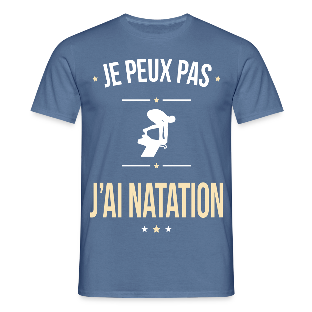 T-shirt Homme - Je peux pas j'ai Natation - bleu pigeon