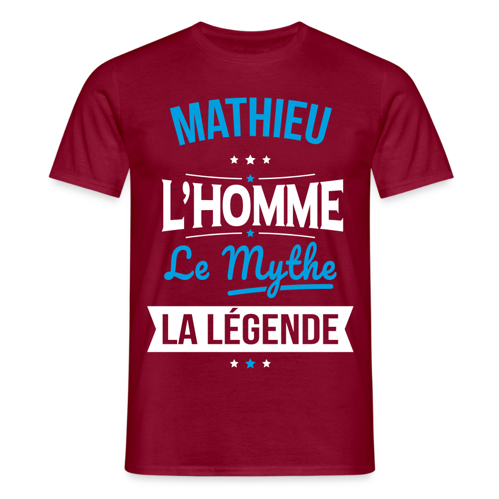 T-shirt Homme - Mathieu - l'Homme - le Mythe - la Légende - rouge brique