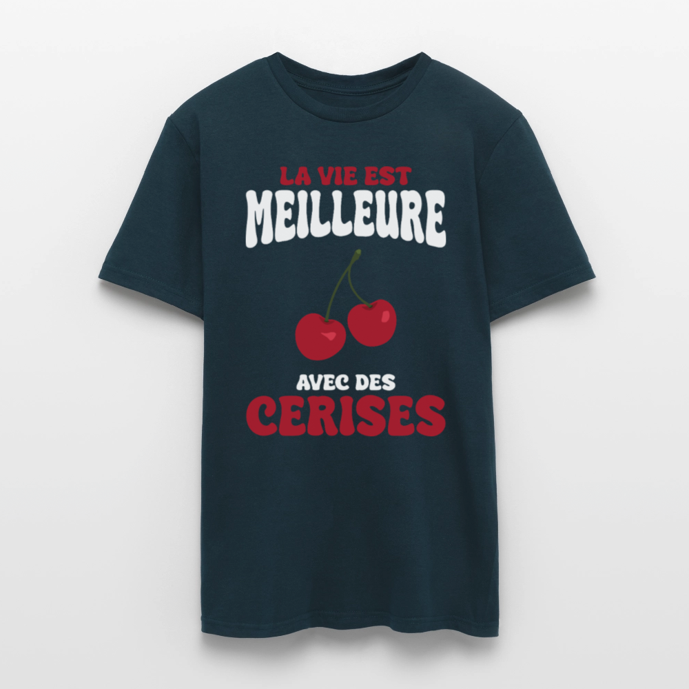 T-shirt Homme - La vie est meilleure avec des cerises - marine