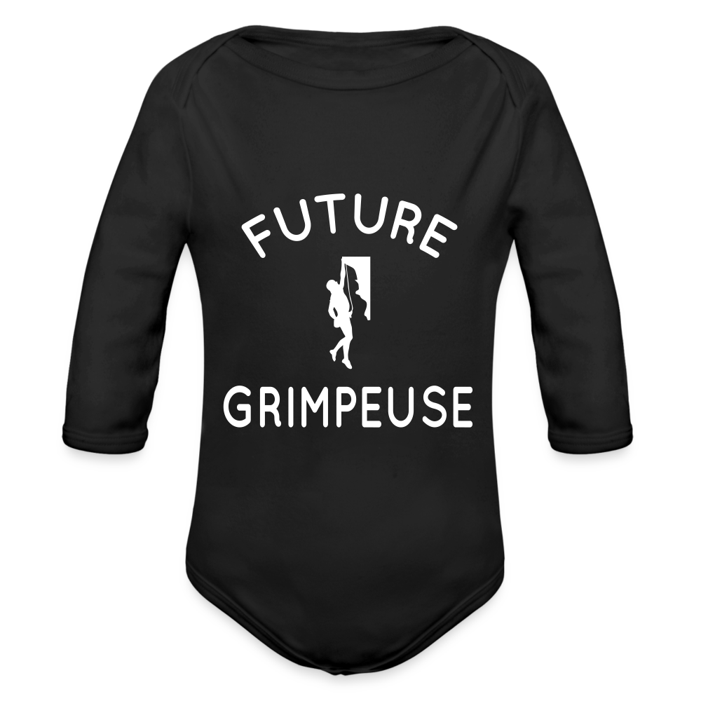 Body Bébé bio manches longues - Future grimpeuse - noir