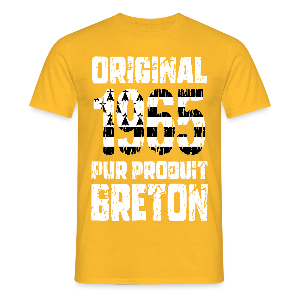 T-shirt Homme - Anniversaire 60 Ans - Original 1965 - Pur produit Breton - jaune