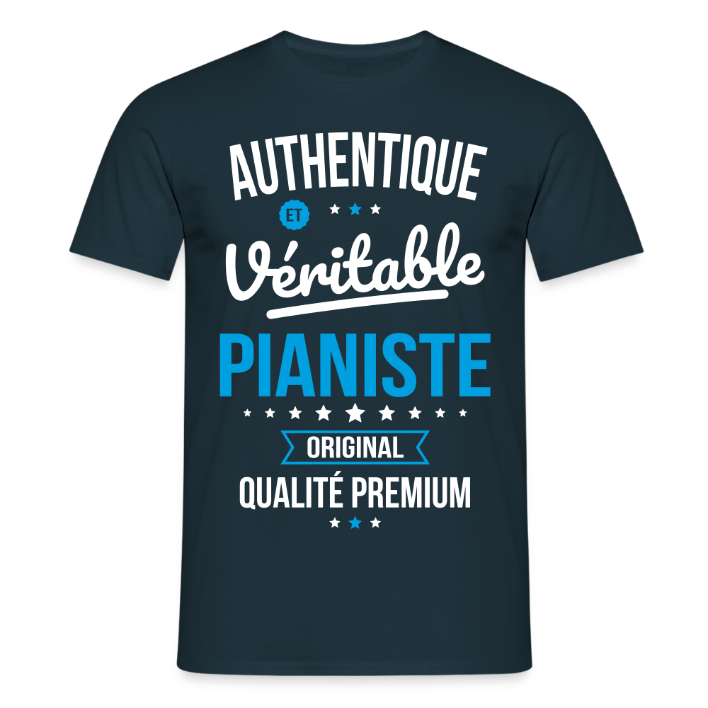 T-shirt Homme - Authentique et véritable Pianiste - marine