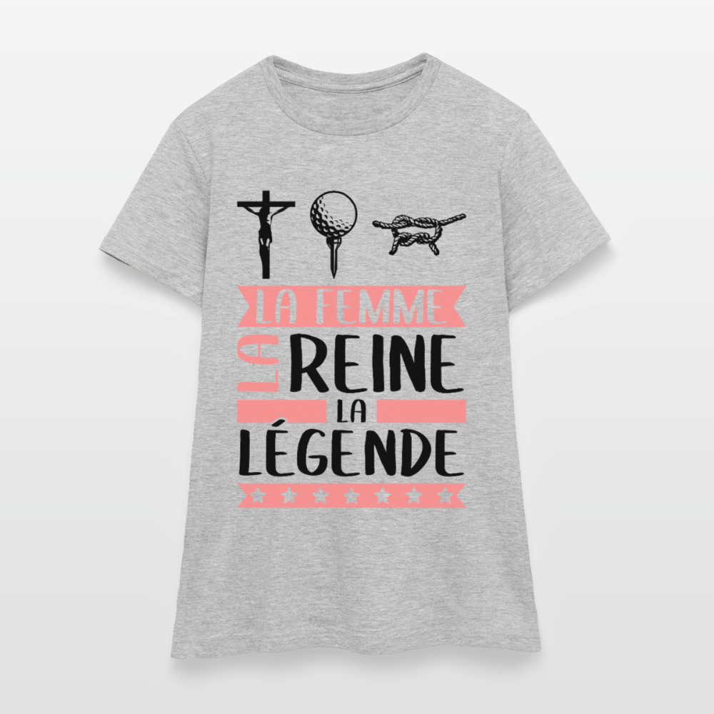 T-shirt femme coloris clair Christine en rébus – La femme, la reine, la légende - gris chiné