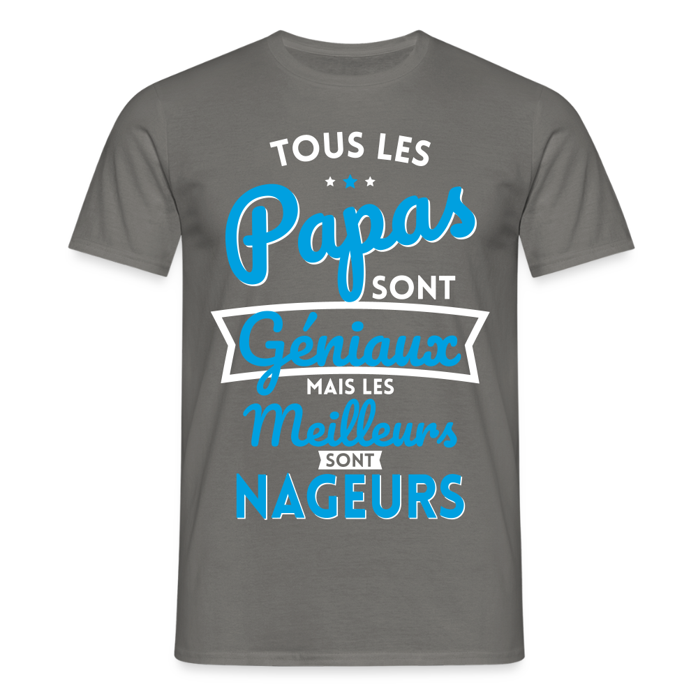 T-shirt Homme - Papas géniaux - Les meilleurs sont nageurs - gris graphite