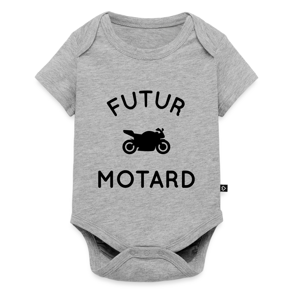 Body Bébé bio manches courtes - Futur motard - gris chiné