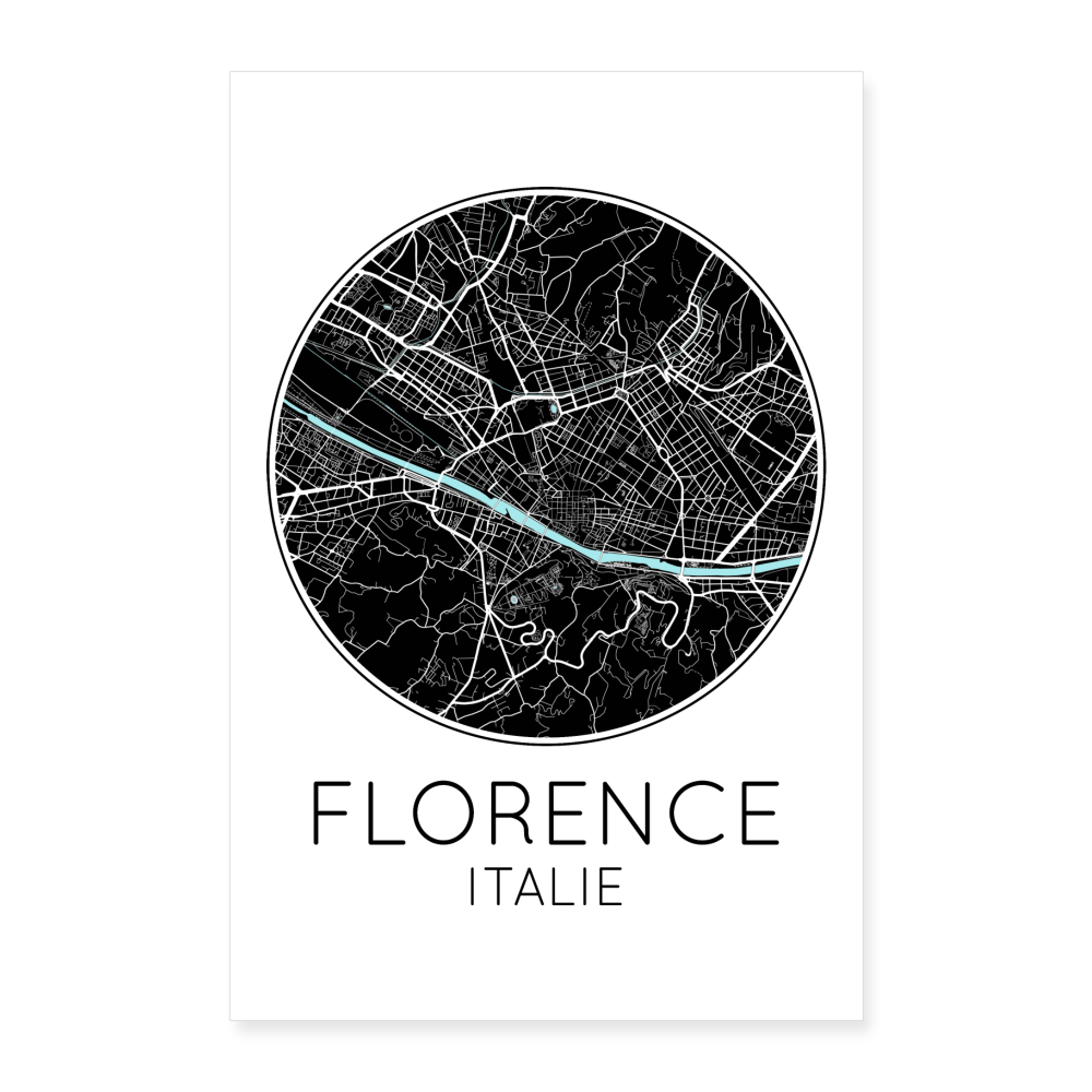 Poster Florence - Plan Florence - 40 x 60 cm - blanc