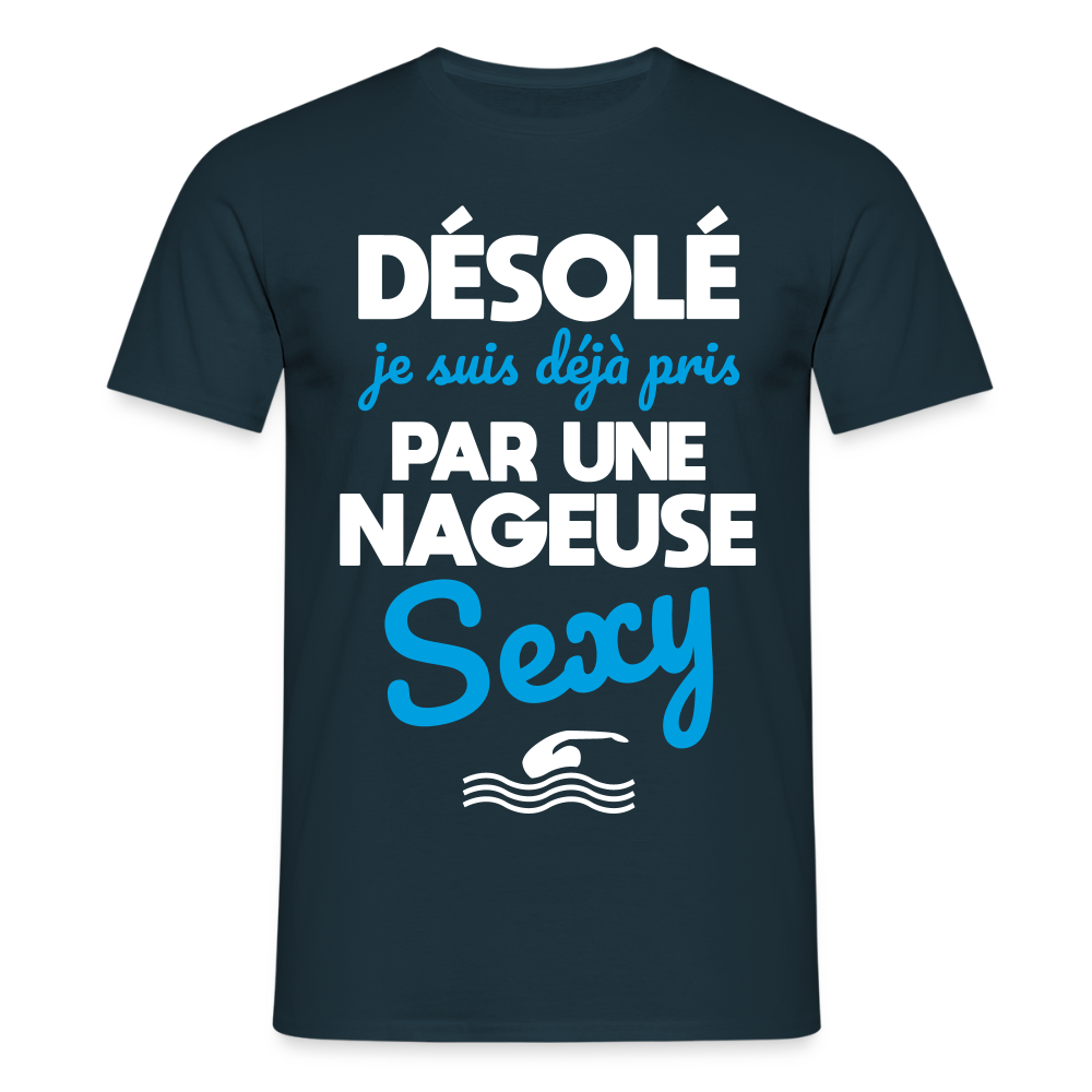 T-shirt Homme - Je suis pris par une nageuse sexy - marine