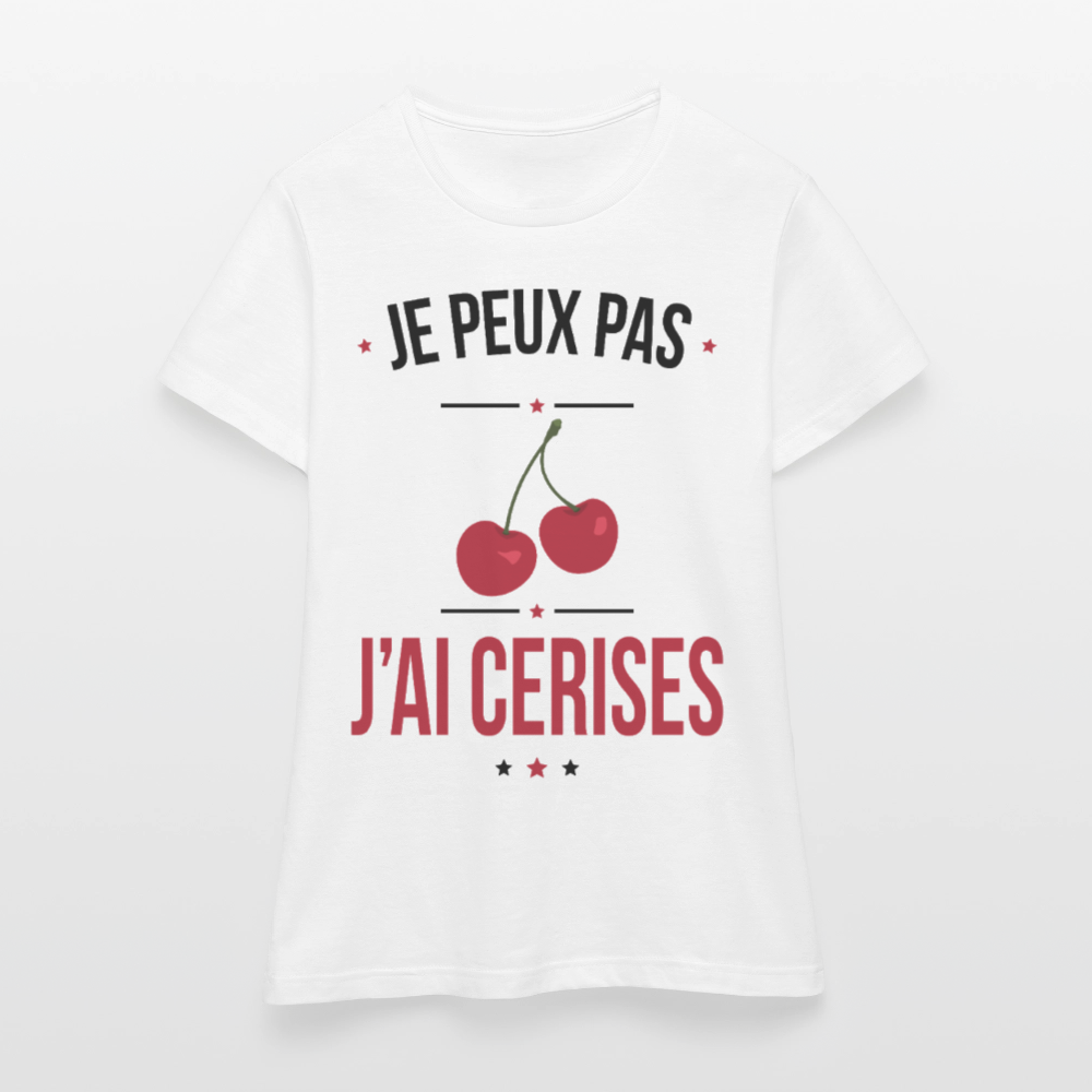 T-shirt Femme - Je peux pas j'ai cerises - blanc
