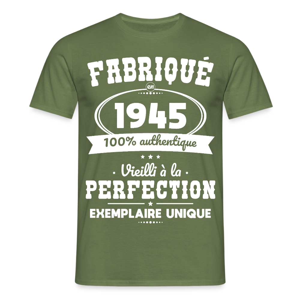T-shirt Homme - Anniversaire 80 Ans - Fabriqué en 1945 - vert militaire