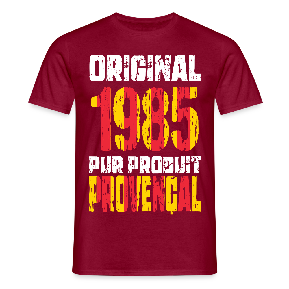 T-shirt Homme - Anniversaire 40 Ans - Original 1985 - Pur produit Provençal - rouge brique