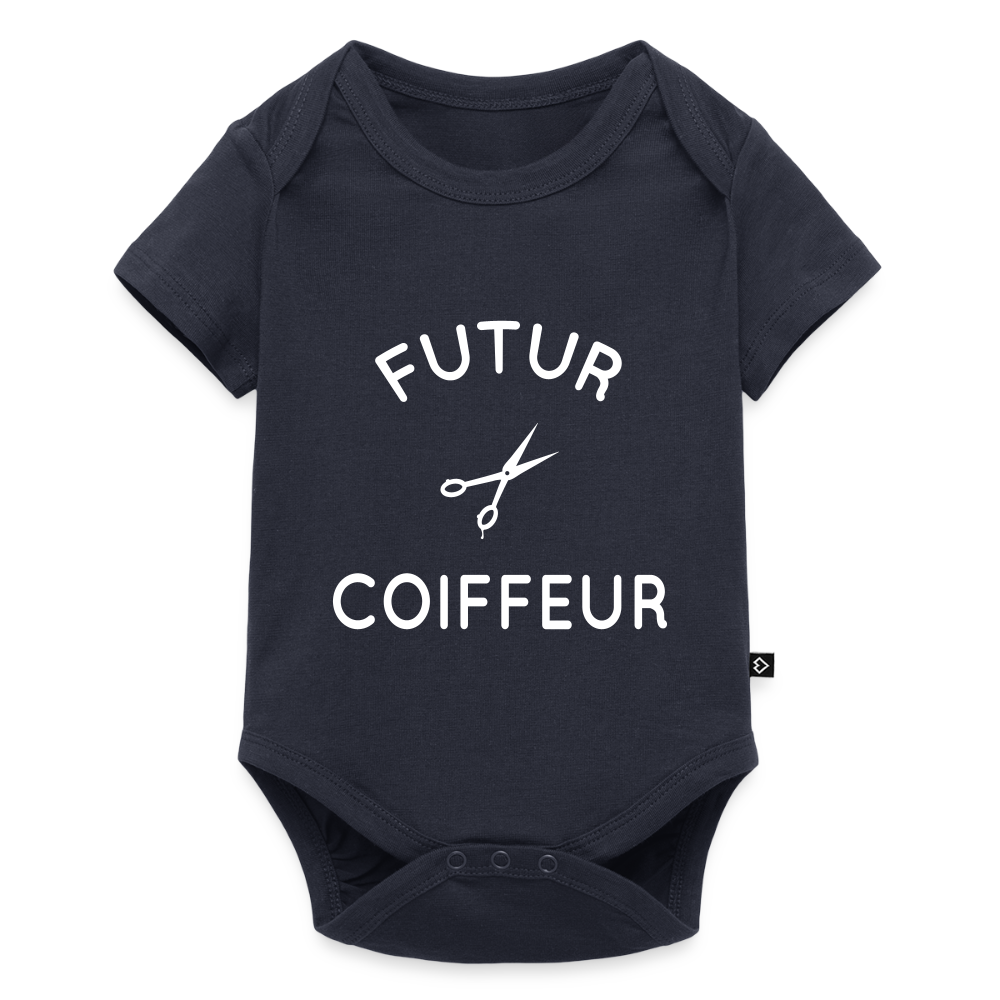 Body Bébé bio manches courtes - Futur coiffeur - bleu marine