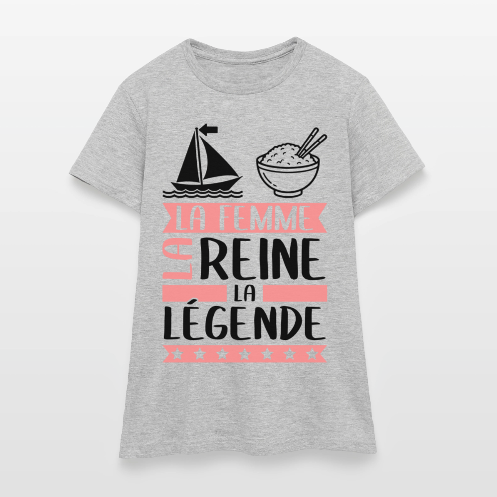 T-shirt femme coloris clair Marie rébus – La Femme, la reine, la légende - gris chiné