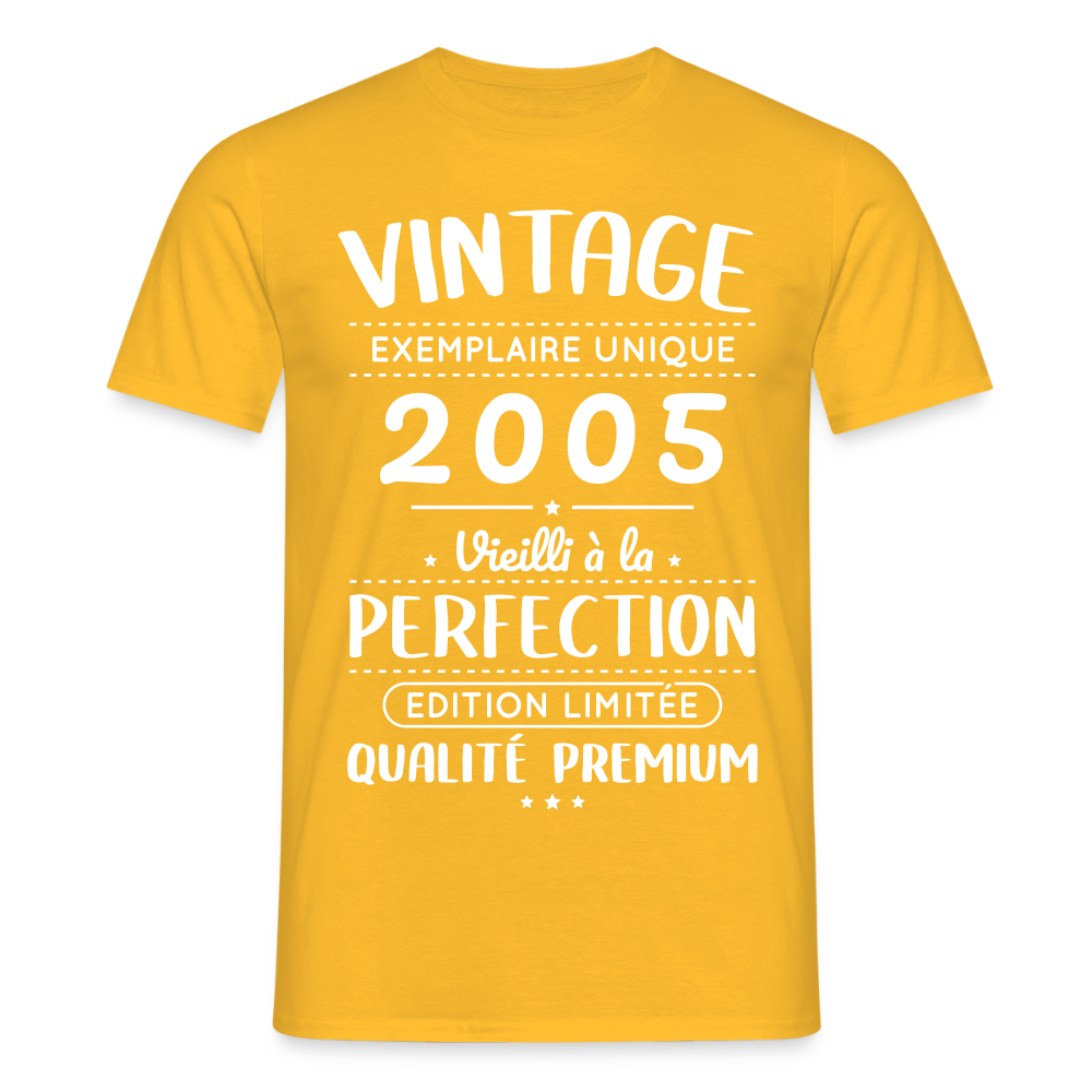 T-shirt Homme - Anniversaire 20 Ans - Vintage 2005 - jaune