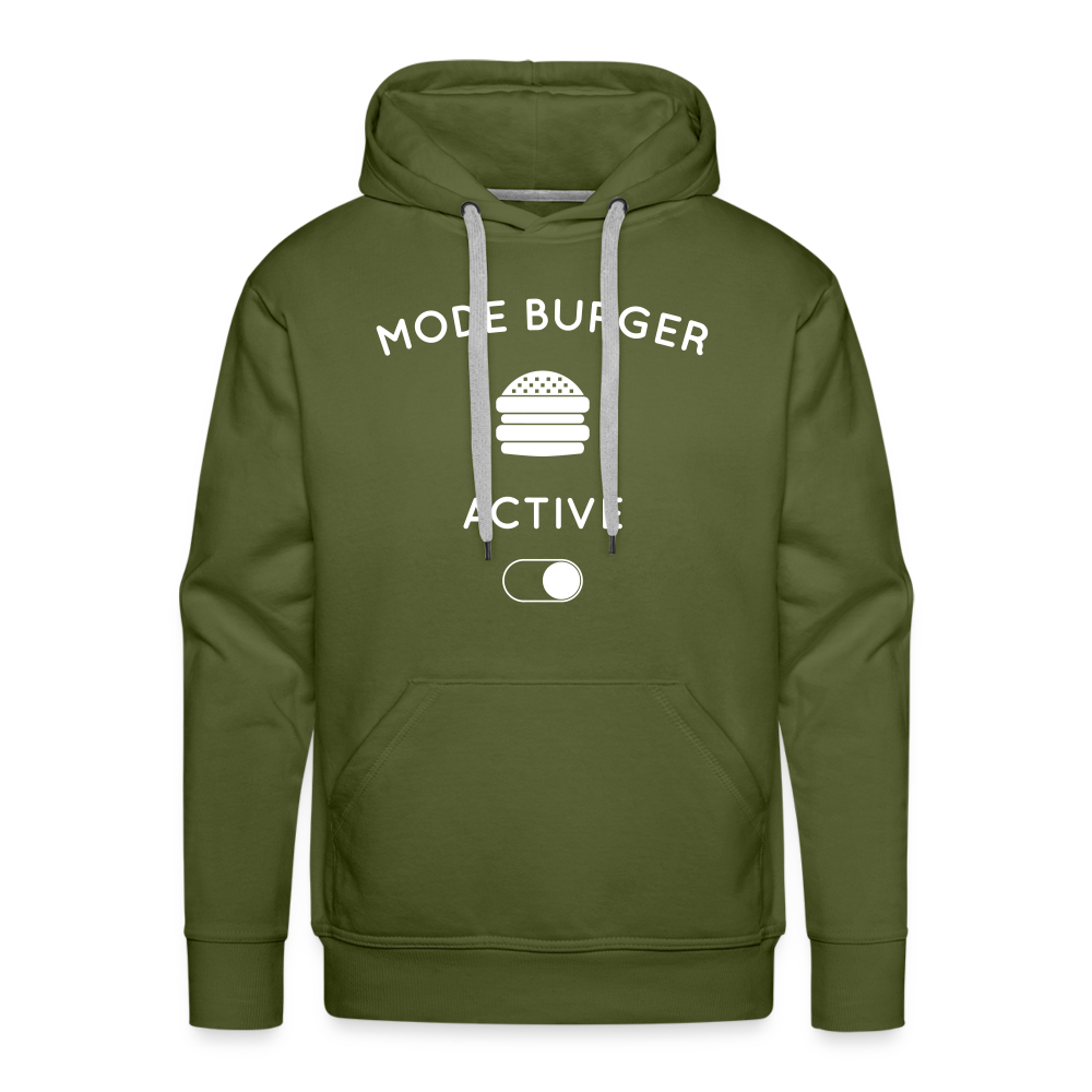Sweat à capuche Premium Homme - Mode burger activé - vert olive