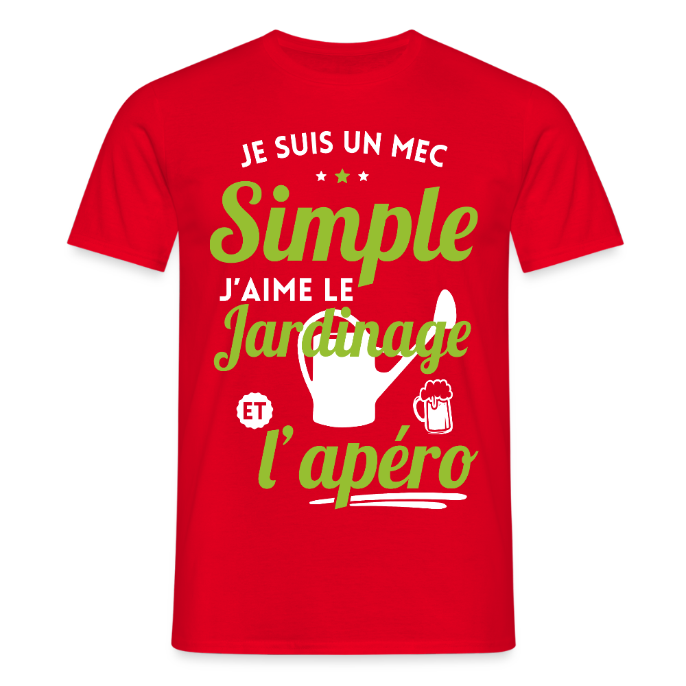 T-shirt Homme - J'aime le jardinage et l'apéro - rouge