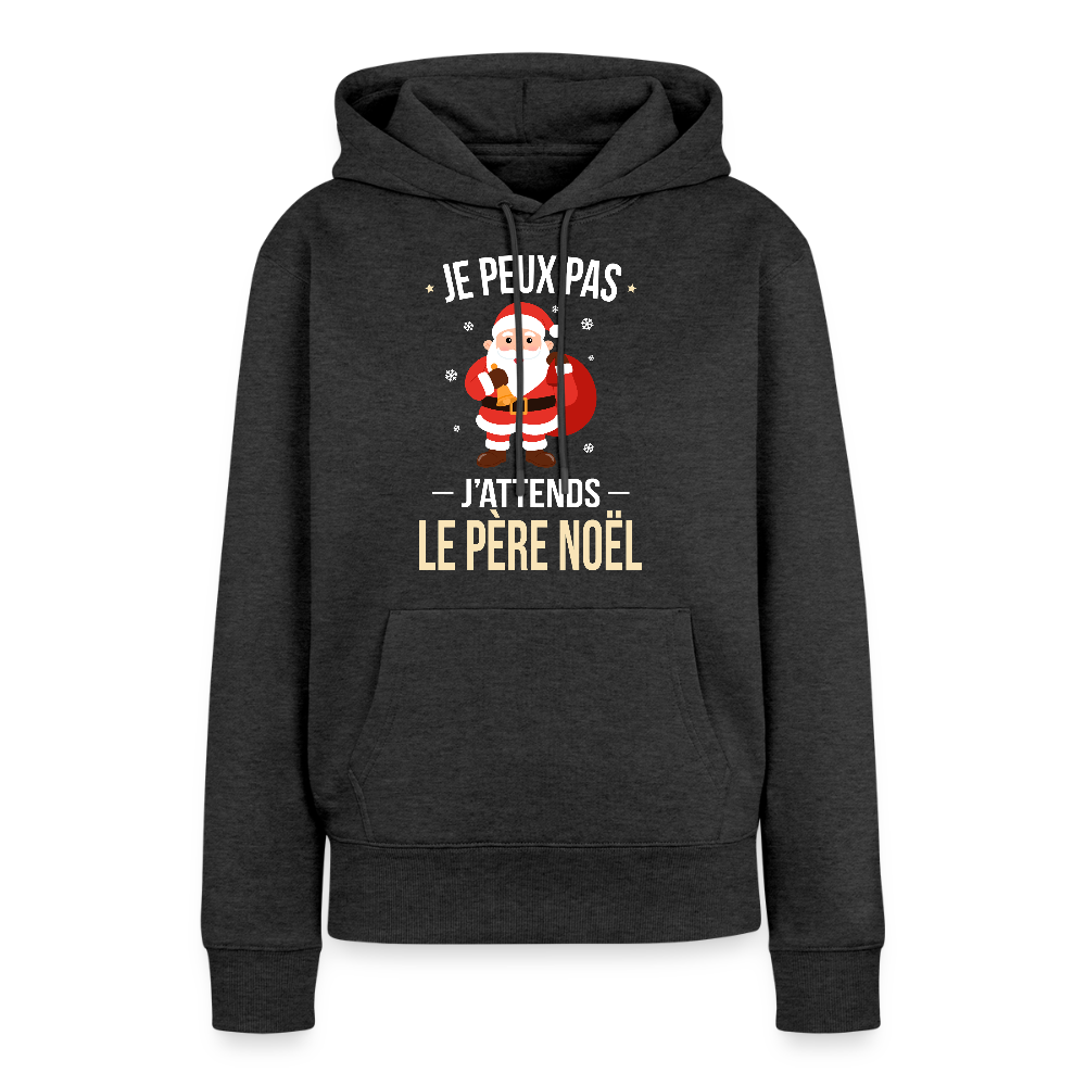 Sweat à capuche premium femme – Je peux pas, j’attends le Père Noël – Hoodie Noël drôle et confortable - anthracite chiné