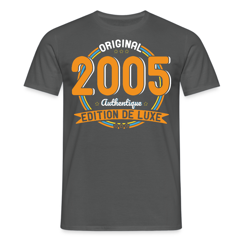 T-shirt Homme - Anniversaire 20 Ans - Original 2005 Authentique - charbon