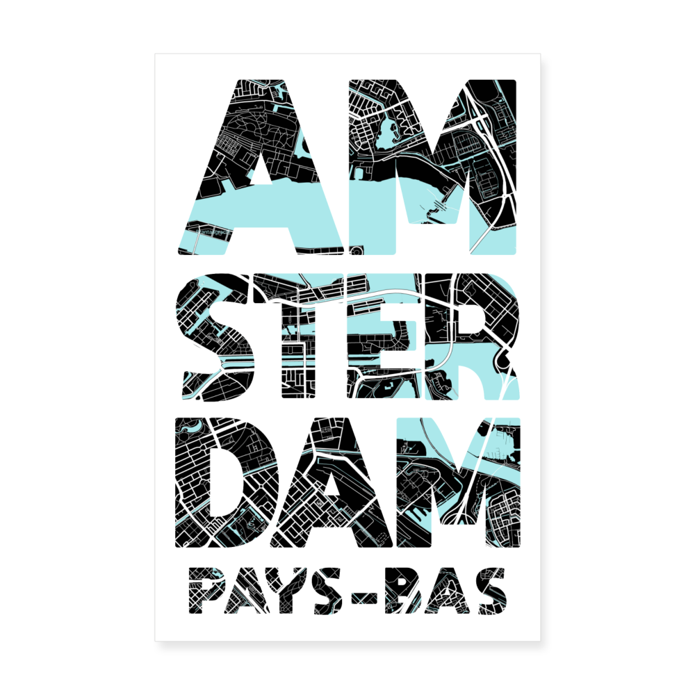 Poster Amsterdam - Plan Amsterdam - 20 x 30 cm - blanc