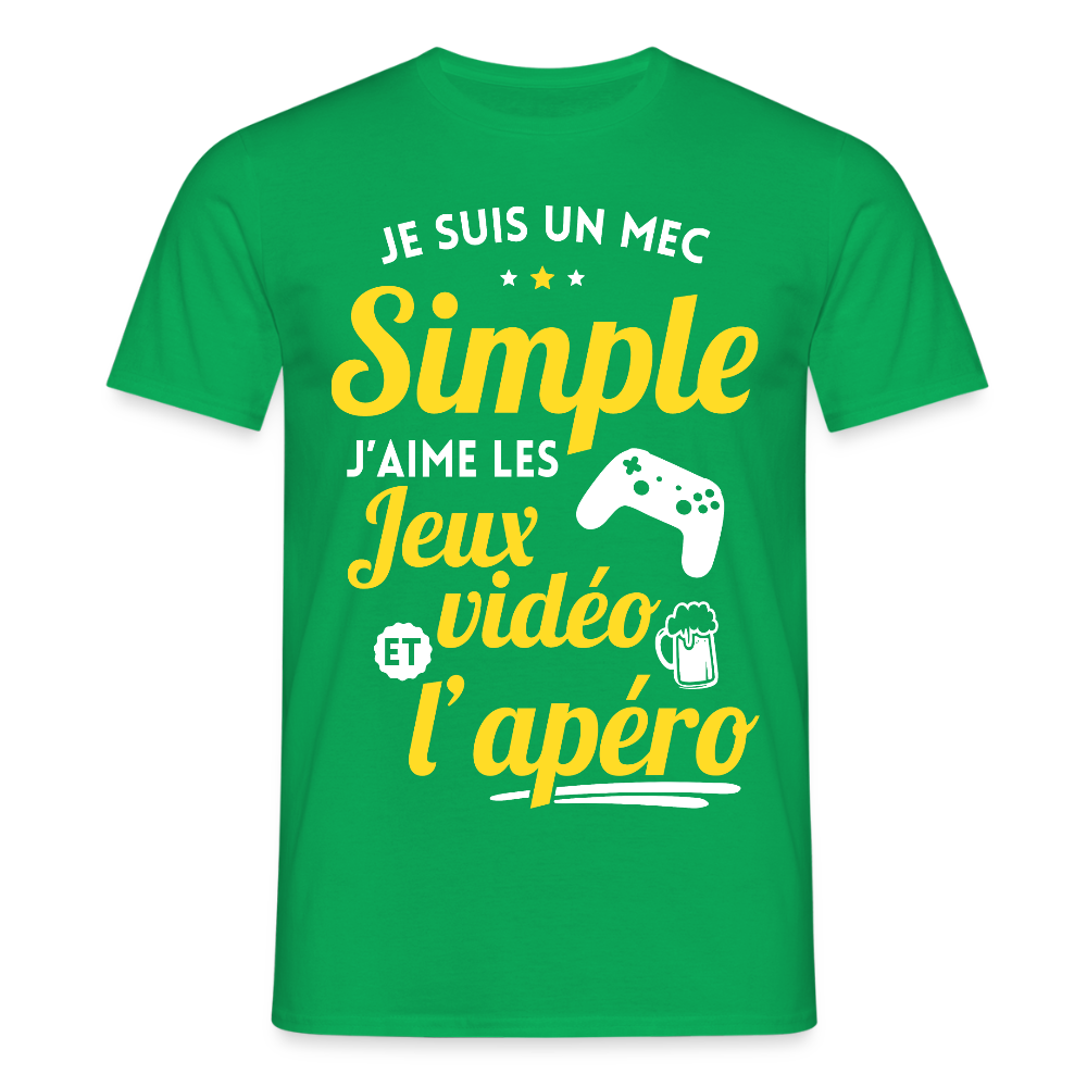 T-shirt Homme - J'aime les jeux vidéo et l'apéro - vert