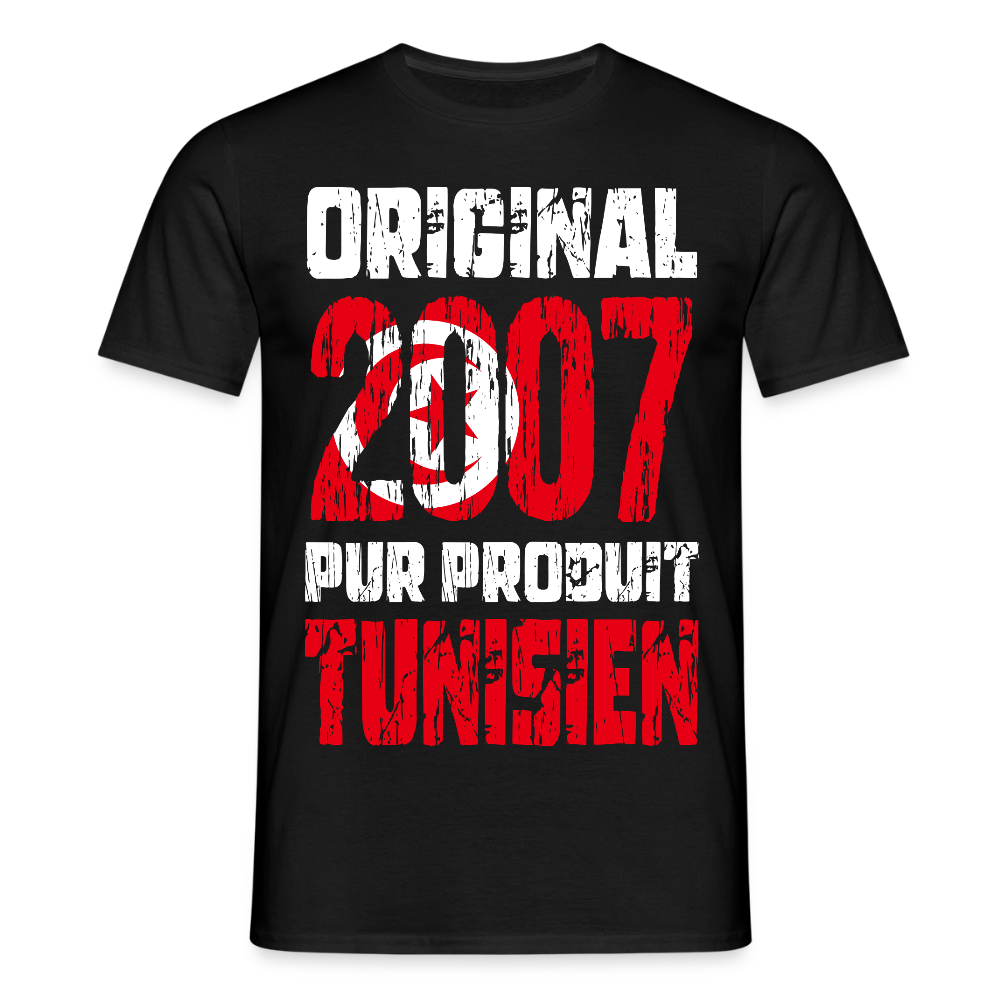 T-shirt Homme - Anniversaire 18 Ans - Original 2007 - Pur produit Tunisien - noir