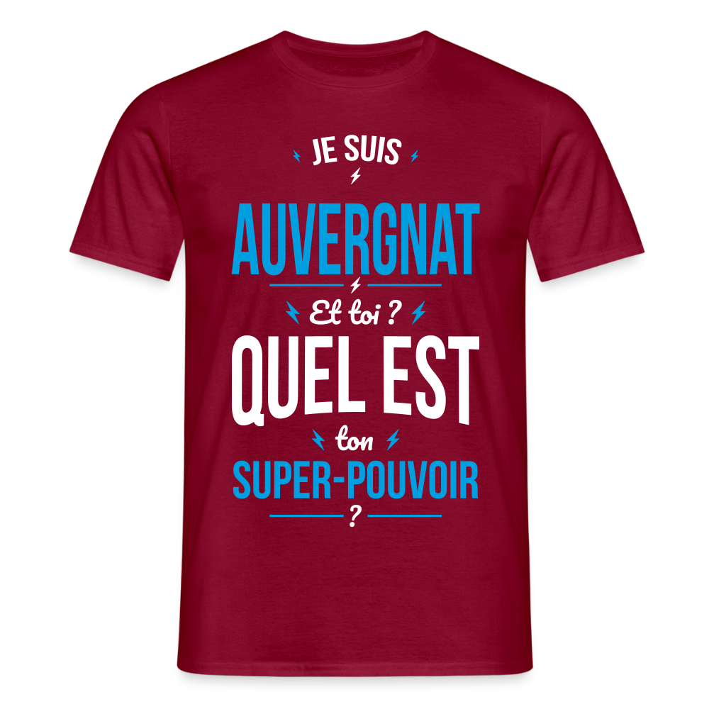 T-shirt Homme - Je suis Auvergnat - Super-pouvoir - rouge brique